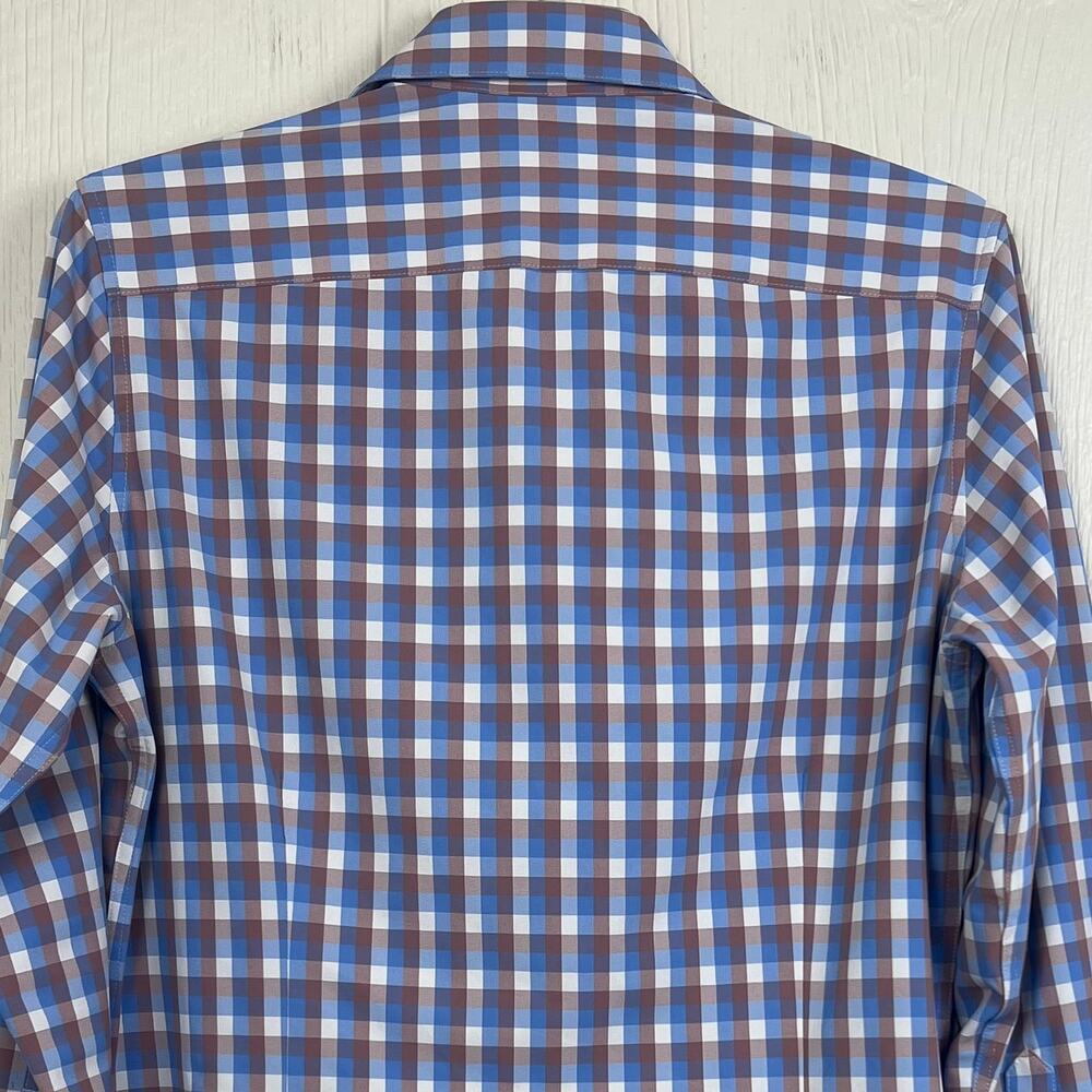 Mizzen+Main Leeward Shirt men’s medium trim, blue check rn 157281 poly/spandex - Picture 6 of 7